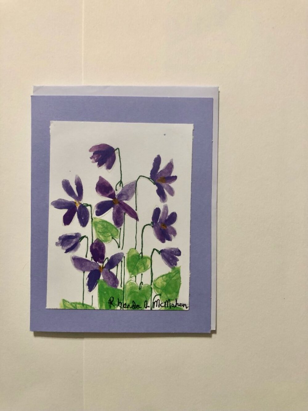 Violet Original Watercolor Card and Envelope